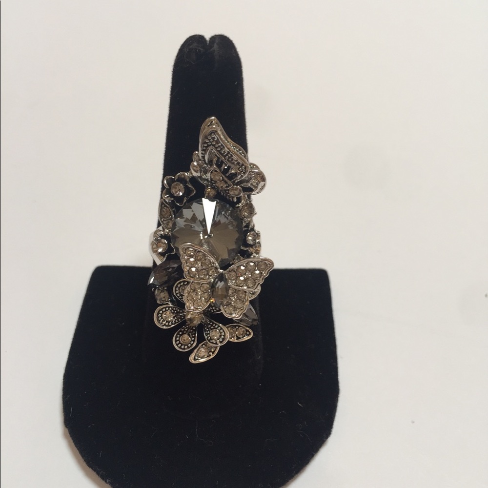 Austrian Crystal Butterfly Ring - image 2